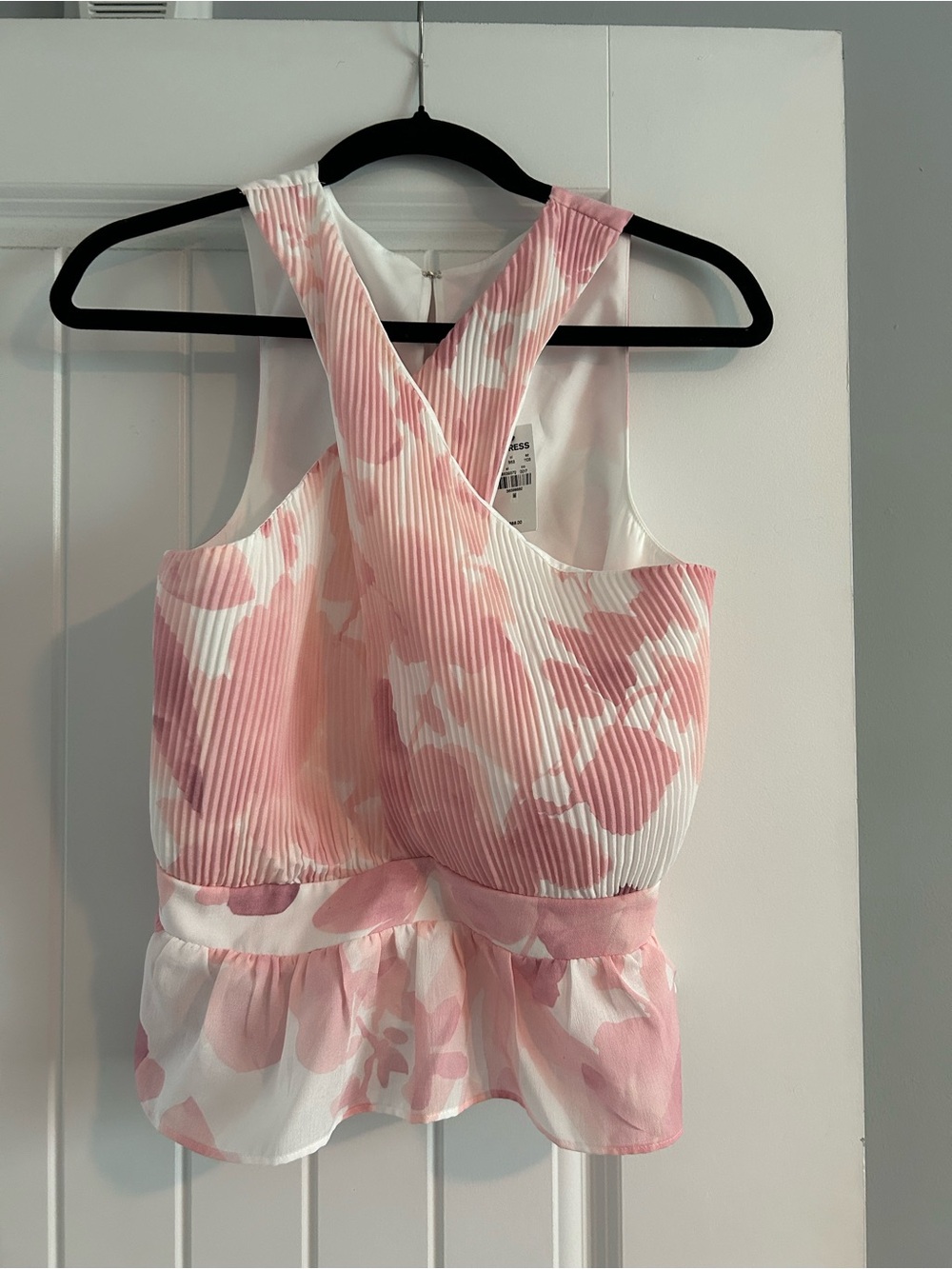 Express Pink and White Pleated Dress